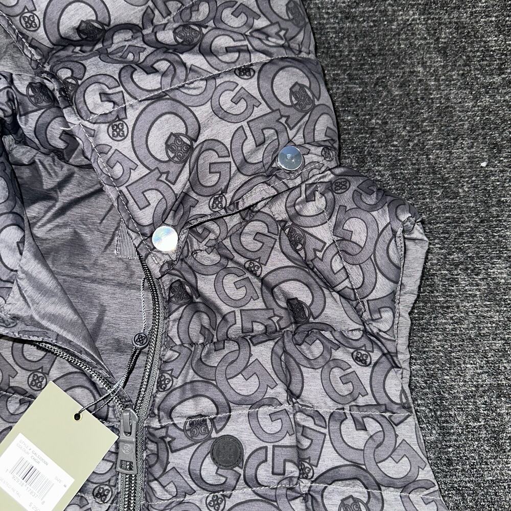 G/FORE Women G's Printed Puffer Golf Vest Removable Hood M NWT Charcoal Gray G4 - Picture 6 of 10